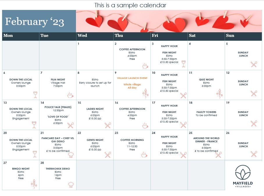Owners Events Calendar February 2023