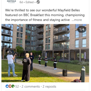 The Mayfield Belles LinkedIn post