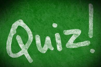 Green chalkboard with the word "Quiz!" written in white chalk.